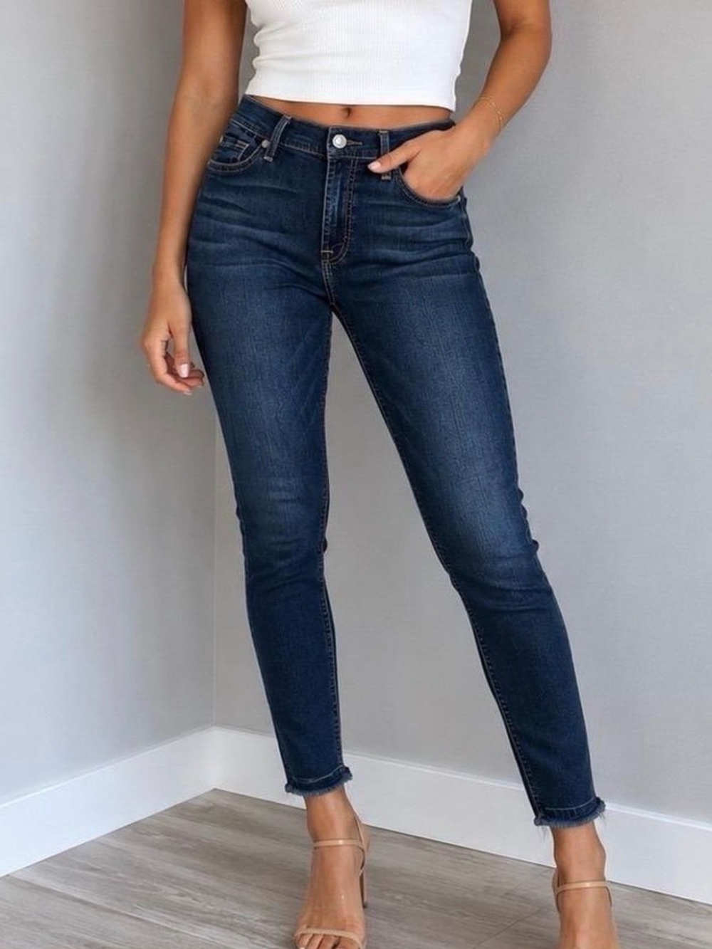 7 For All Mankind B(air) design Dark Blue Ankle Skinny Jeans Size 28